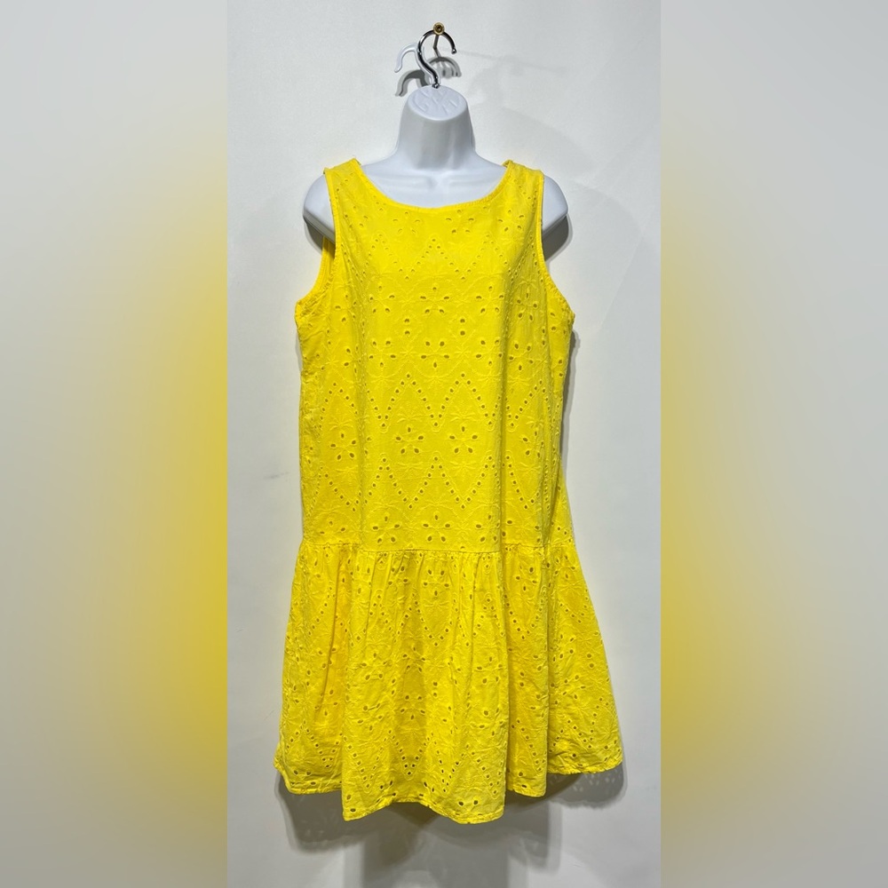 Valentina‎ Naldi Women’s Yellow Eyelet Dress 100% Cotton Size Medium NWT